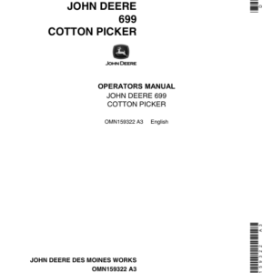 John Deere 699 Cotton Picker Operator's Manual (OMN159322) - Image 1