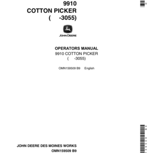 John Deere 9910 Cotton Picker Operator's Manual (OMN159509) - Image 1