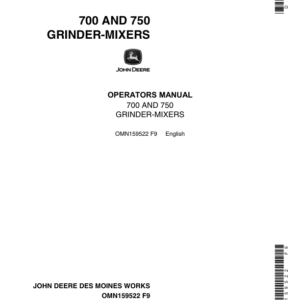 John Deere 700, 750 Grinder Mixers Operator's Manual (OMN159522) - Image 1