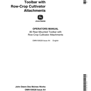 John Deere 80 Rear-Mounted Toolbar w/Cultivator Attachments Operator's Manual (OMN159528) - Image 1