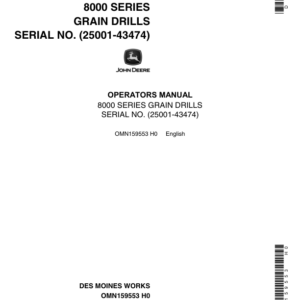 John Deere 8000 Series Grain Drills North America (0025001-043474) Operator's Manual (OMN159553) - Image 1