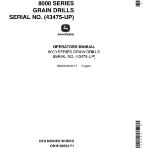 John Deere 8000 Series Grain Drills North America (043475-052967) Operator's Manual (OMN159562) - Image 1