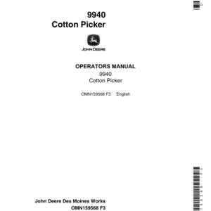 John Deere 9940 Cotton Picker Operator's Manual (OMN159568) - Image 1