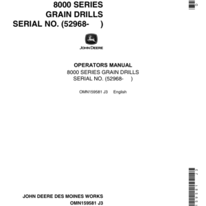 John Deere 8000 Series Grain Drills North America (052968-061876) Operator's Manual (OMN159581) - Image 1