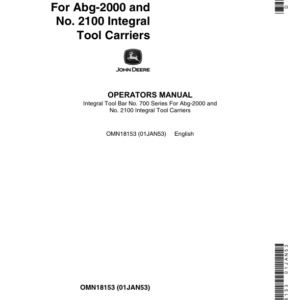 John Deere 700 Series Toolbar Operator's Manual (OMN18153) - Image 1
