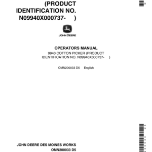 John Deere 9940 Cotton Picker Operator's Manual (OMN200033) - Image 1