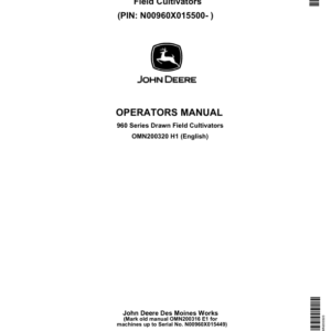 John Deere 960 Drawn Field Cultivator (015500 -) Operator's Manual (OMN200320) - Image 1