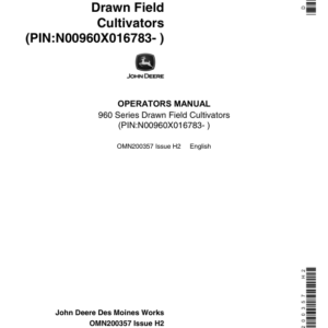 John Deere 960 Series Drawn Field Cultivators (016783 -) Operator's Manual (OMN200357) - Image 1