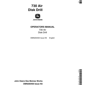 John Deere 730 Air Disk Drill (000000-705100) (North American) Operator's Manual (OMN200400) - Image 1