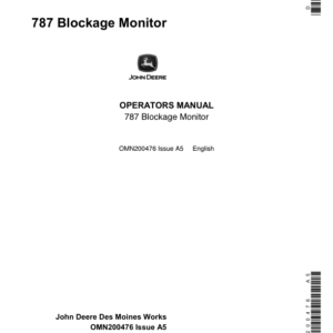 John Deere 787 Blockage Monitor Operator's Manual (OMN200476) - Image 1