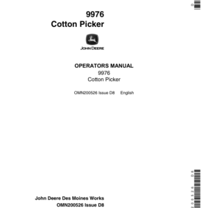 John Deere 9976 Cotton Picker (-004000) Operator's Manual (OMN200526) - Image 1