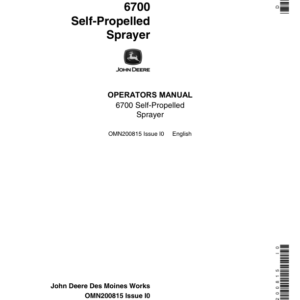 John Deere 6700 Self-Propelled Sprayer ( -006000) Operator's Manual (OMN200815) - Image 1