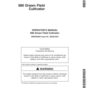 John Deere 980 Series Drawn Field Cultivator Operator's Manual (OMN300064) - Image 1