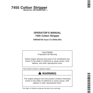 John Deere 7455 Cotton Striper (SN 014001-) Operator's Manual (OMN300182) - Image 1