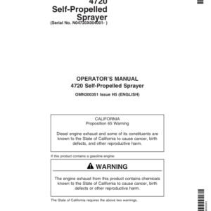 John Deere 4720 Self-Propelled Sprayer (004001-) Operator's Manual (OMN300351) - Image 1