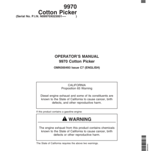 John Deere 9970 Cotton Picker (023001-) Operator's Manual (OMN300493) - Image 1