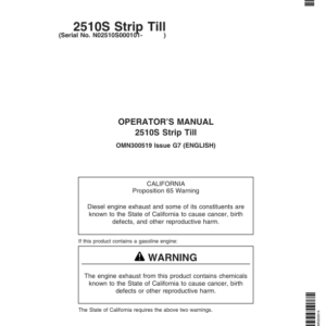 John Deere 2510S Strip Till Applicator Operator's Manual (OMN300519) - Image 1