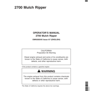 John Deere 2700 Mulch Ripper Operator's Manual (OMN300545) - Image 1