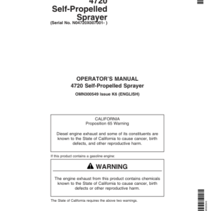 John Deere 4720 Self-Propelled Sprayer (007001-) Operator's Manual (OMN300549) - Image 1