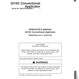 John Deere 2510C Conventional Applicator Operator's Manual (OMN300686) - Image 1