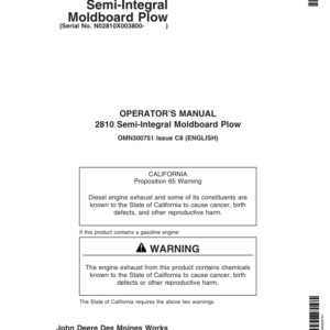 John Deere 2810 Semi-Integral Moldboard Plows Operator's Manual (OMN300751) - Image 1