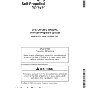 John Deere 4710 Self- Propelled Sprayer Operator's Manual (OMN303735) - Image 1