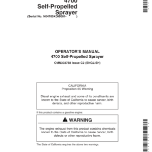 John Deere 4700 Self-Propelled Sprayer Operator's Manual (OMN303758) - Image 1