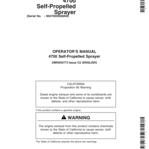 John Deere 4700 Self-Propelled Sprayer Operator's Manual (OMN303773) - Image 1