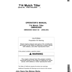 John Deere 714 Mulch Tillers Operator's Manual (OMN403095) - Image 1