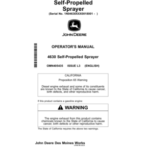 John Deere 4630 Self-Propelled Sprayers North America (018001-023000) Operator's Manual (OMN405435) - Image 1