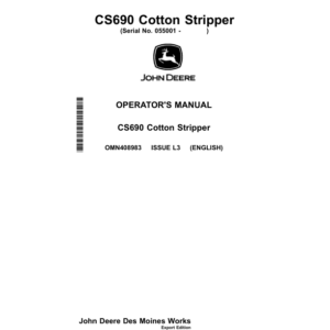 John Deere CS690 Cotton Strippers Export Edition (055000-060000) Operator's Manual (OMN408983) - Image 1