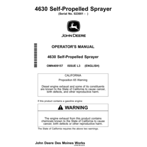 John Deere 4630 Self-Propelled Sprayers North America (023001-028000) Operator's Manual (OMN409157) - Image 1