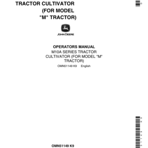 John Deere M10A Series Tractor Cultivator for Model 'M' Tractor Operator's Manual (OMN51149) - Image 1