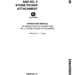 John Deere 30 Series Potato Digger, No. 2 Stone Picker Attachment Operator's Manual (OMN97581) - Image 1