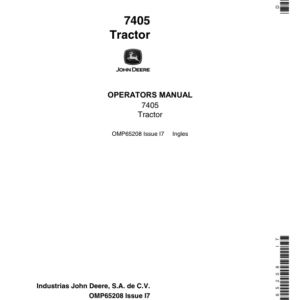 John Deere 7405 Tractor Operator's Manual (OMP65208) - Image 1