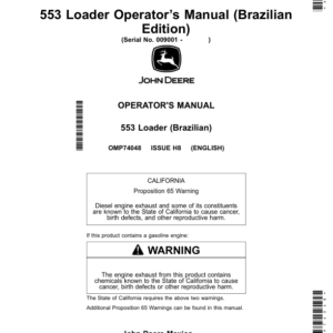 John Deere 553 Loader (Brazilian Edition) Operator's Manual (OMP74048) - Image 1