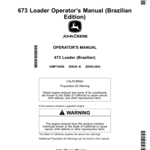 John Deere 673 Loader (Brazilian Edition) Operator's Manual (OMP74050) - Image 1
