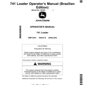 John Deere 741 Loader (Brazilian Edition) Operator's Manual (OMP74051) - Image 1