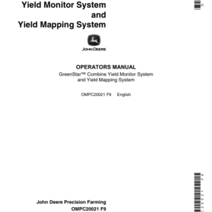 John Deere Greenstar Yield Monitor & Mapping System for 50 Series Combines Operator's Manual (OMPC20021) - Image 1