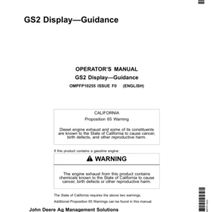 John Deere GS2 Display - Guidance Greenstar 2100, 2600 Display Operator's Manual (OMPFP10255) - Image 1