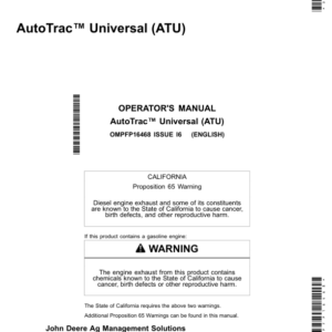 John Deere AutoTrac Universal (ATU) Operator's Manual (OMPFP16468) - Image 1