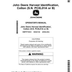 John Deere Harvest Identification, Cotton (S.N. PCXL01A or B) Operator's Manual (OMPFP19033) - Image 1