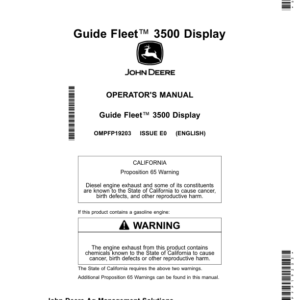 John Deere Guide Fleet 3500 Display Operator's Manual (OMPFP19203) - Image 1