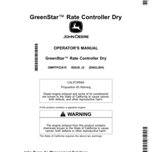 John Deere GreenStar Rate Controller Dry Operator's Manual (OMPFP23415) - Image 1