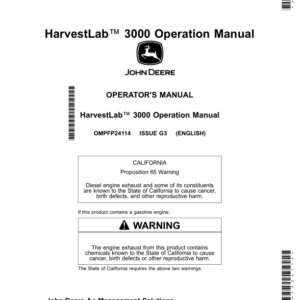 John Deere HarvestLab 3000 Operation Manual (Worldwide Edition) Operator's Manual (OMPFP24114) - Image 1