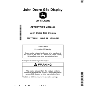 John Deere G5e Display Operator's Manual (OMPFP25132) - Image 1