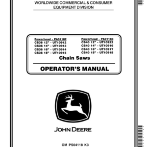 John Deere CS36, CS40 Chain Saws Operator's Manual (OMPS04118) - Image 1