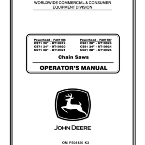 John Deere CS71, CS81 Chain Saws Operator's Manual (OMPS04120) - Image 1