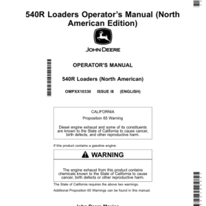 John Deere 540R Loaders Operator's Manual (OMPXX10330) - Image 1