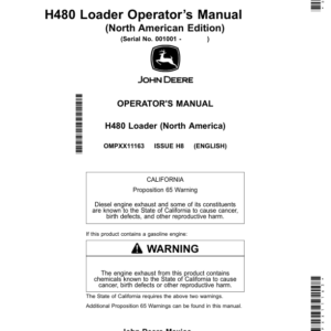 John Deere H480 Loaders Operator's Manual (OMPXX11163) - Image 1